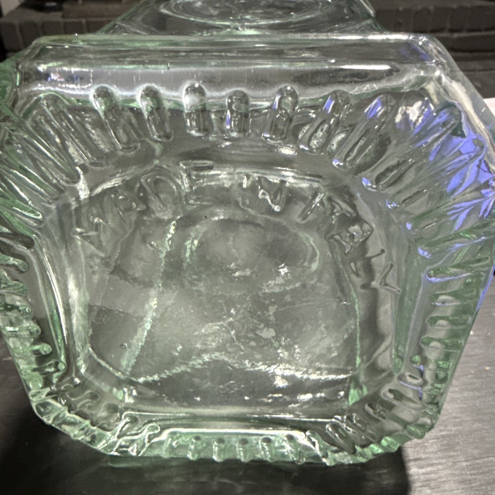 Vintage Square Glass Bottle, Has Small Hole Cut Into Side
