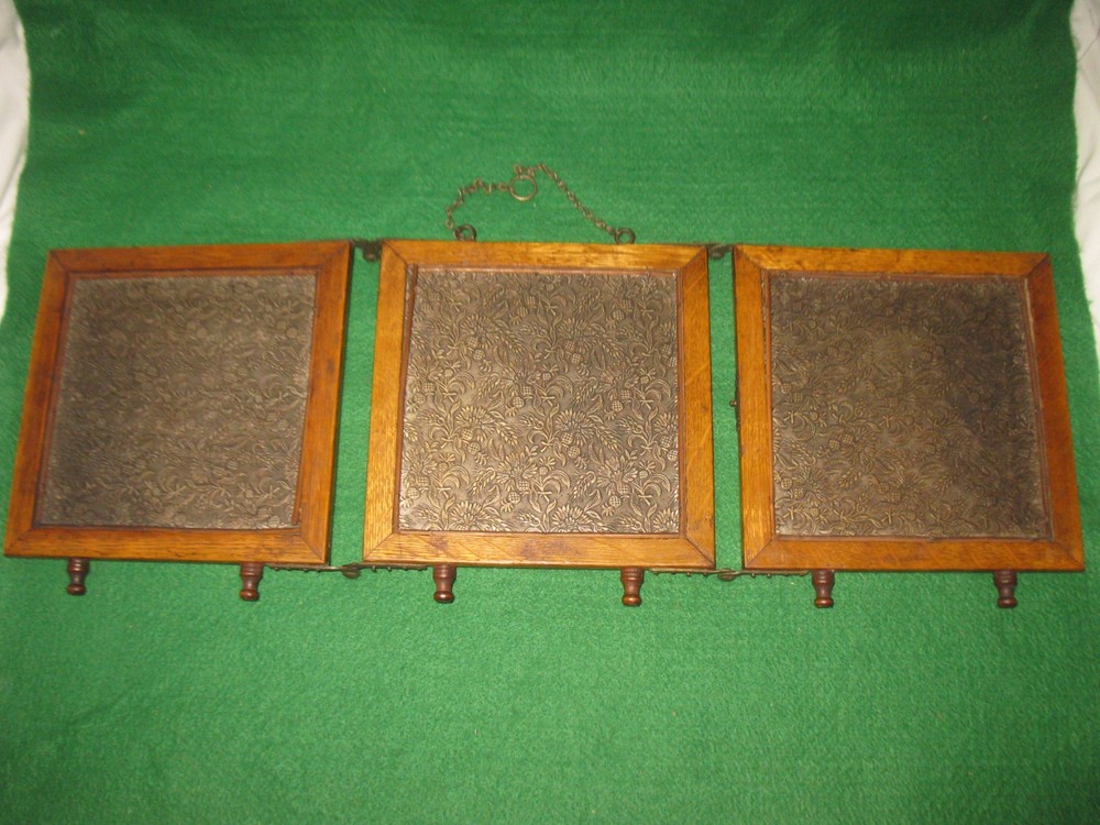 Antique 3 Panel Folding Hanging or Table Top Mirror