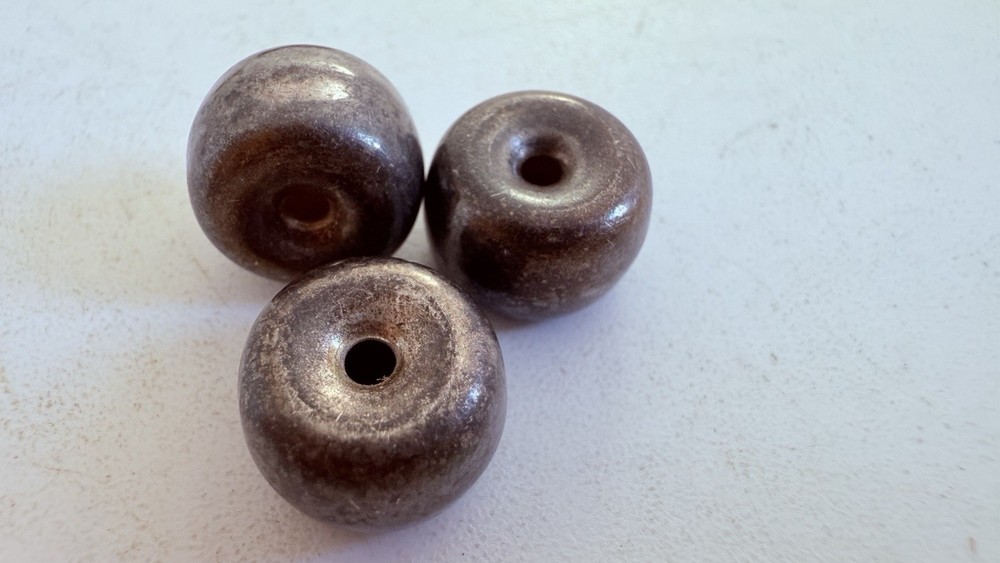 Antique Sterling Silver Beads Qty:3