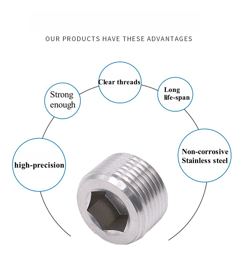 10pcs Thread Socket Pipe Plug STAINLESS STEEL PLUG ALLEN HEAD 1/2" NPT PIPE