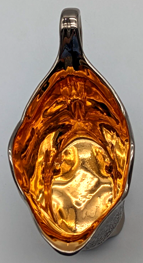 Stouffer Studio China Silver Textured Creamer & Sugar With 24 Kt Gold Lining