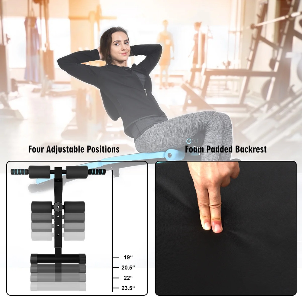 Folding Weight Bench Adjustable Sit-Up Board Workout Slant Bench Blue