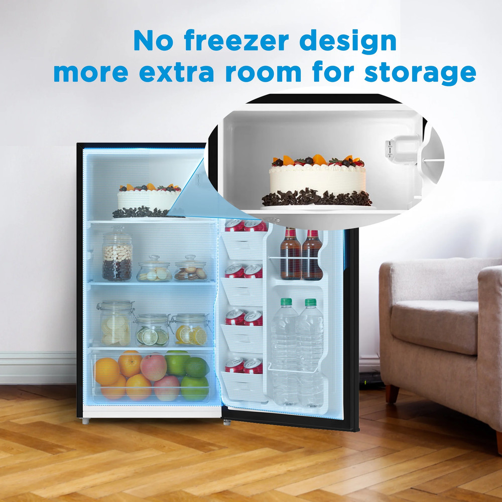 3.3 Cu Ft Compact Single Door Refrigerator Black Small Mini Fridge with Freezer
