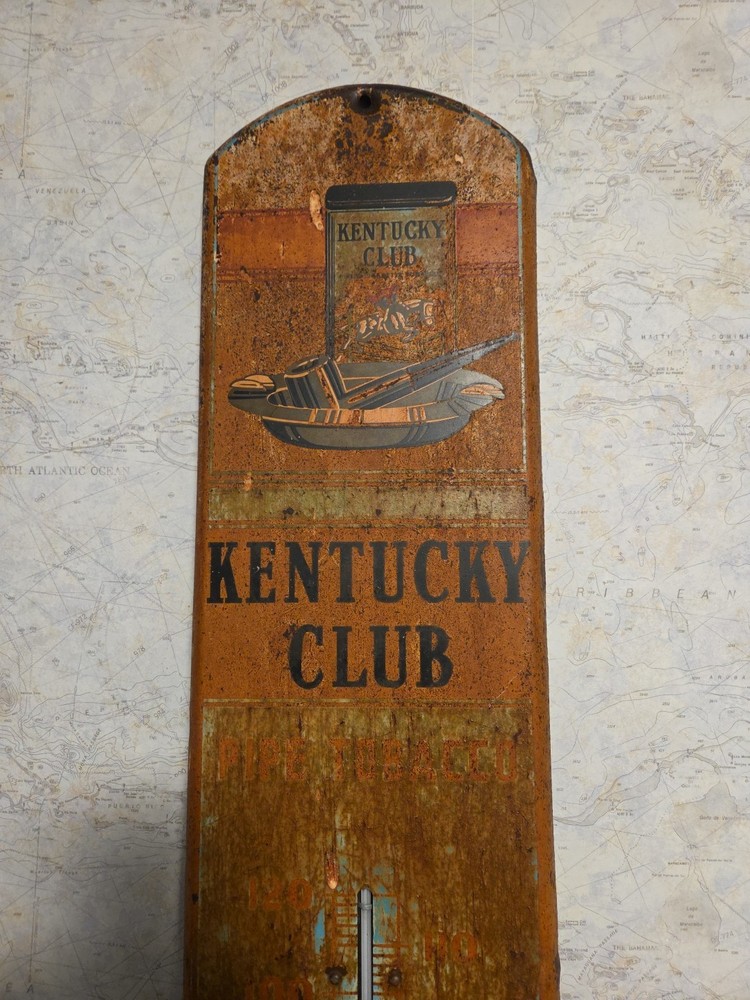 Vintage Kentucky Club Advertisement Thermometer With Heavy Rust