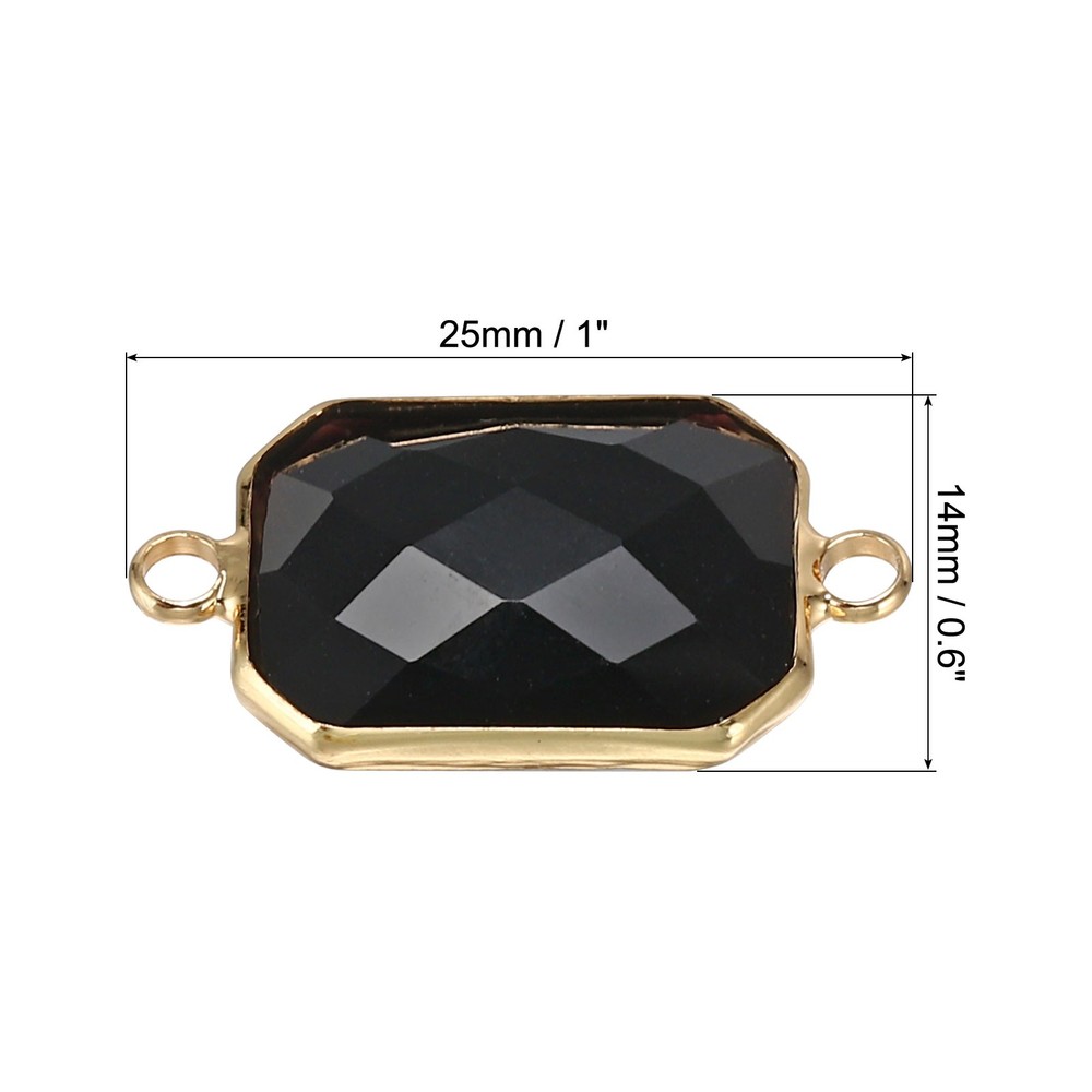 Birthstone Connector Link, 5Pcs Diamond Links Rectangle, Black
