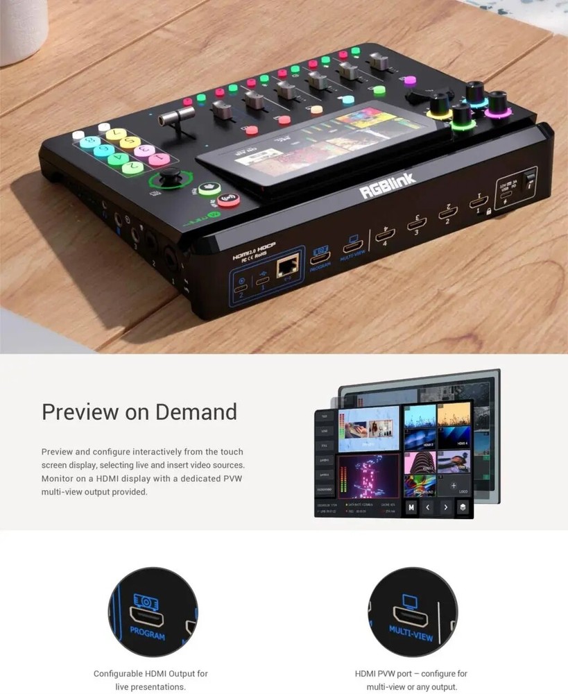 Rgblink mini-mx 4K multi-Channel Live Streaming Video Switcher Panel Web Control