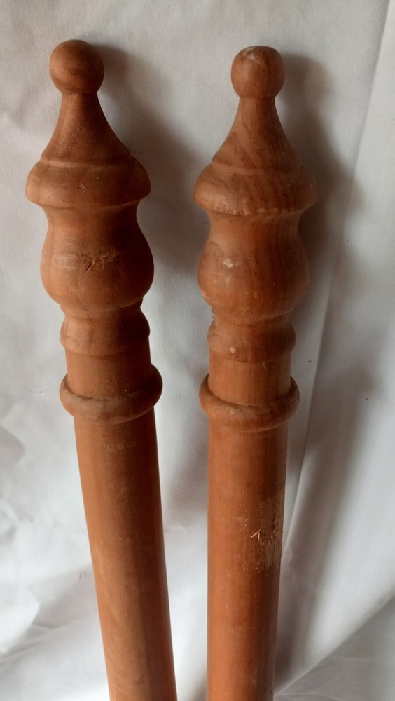 Vintage Pair Pine Columns Posts Pillars w/ Urn Finials 30 1/4" high