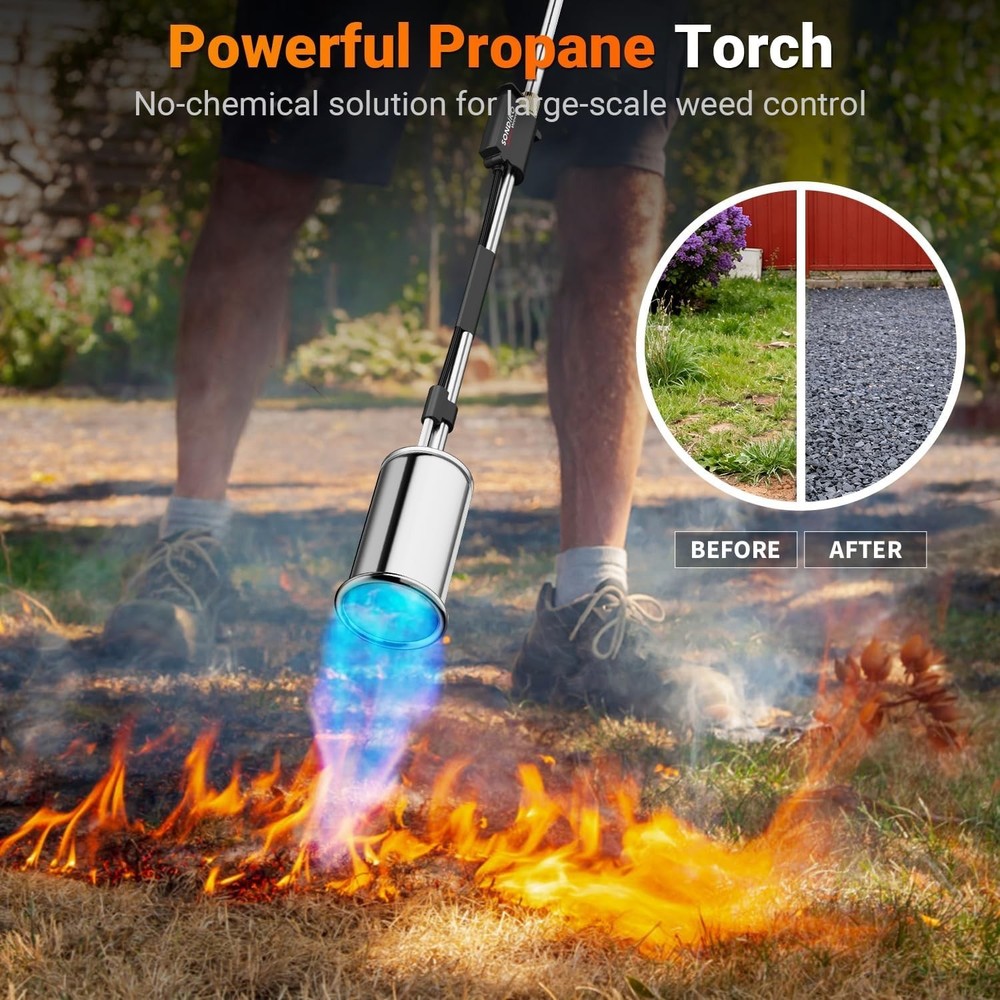 Adjustable 1800C Flame Weed Burner, 30" Detachable Arm