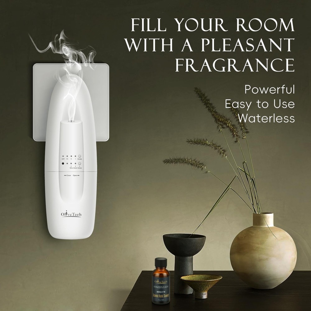 Plug in Scent Diffuser, OliveTech Waterless Essential Oil A-white With