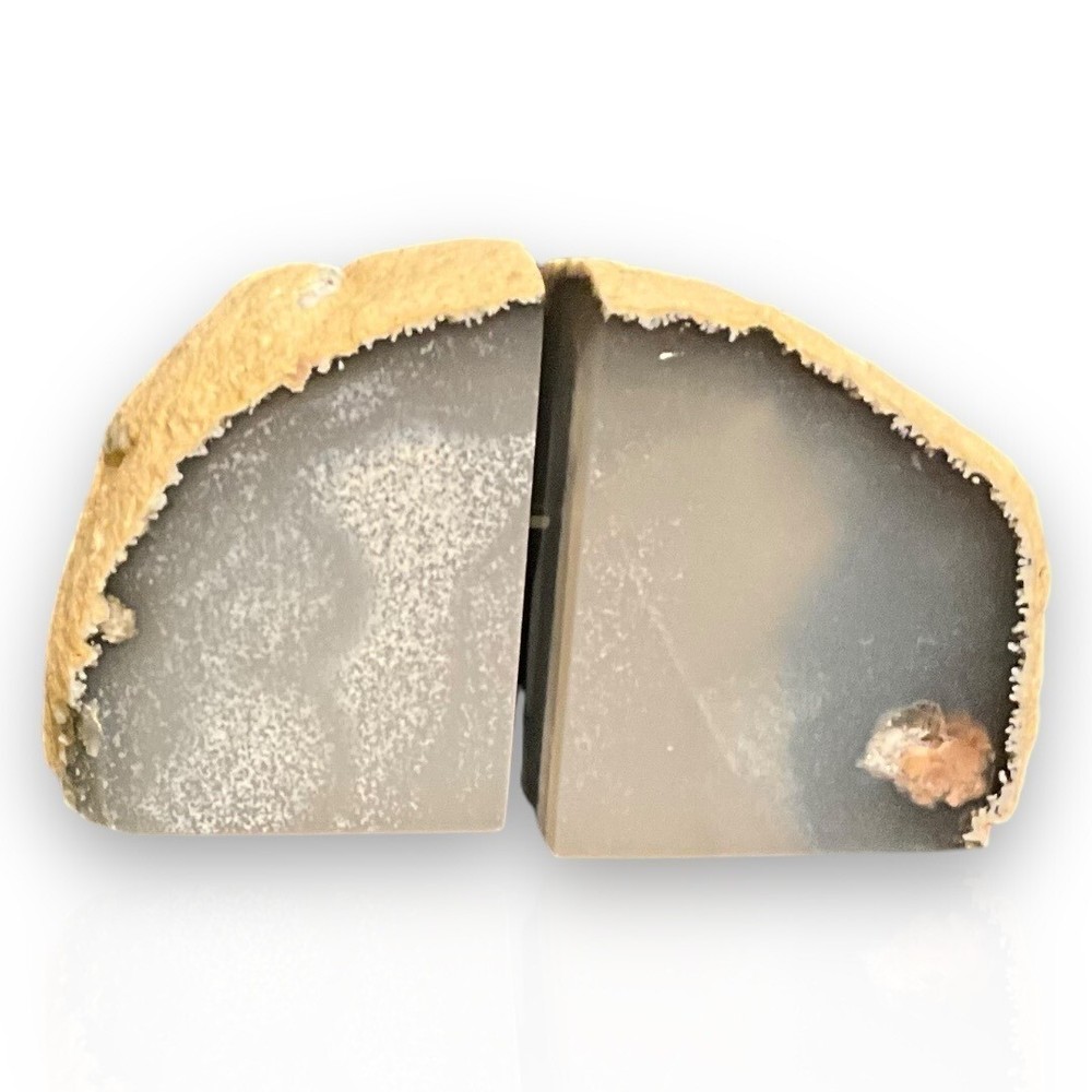 Small Crystal Bookends, Natural Agate Bookends Raw Edge Polished Surface
