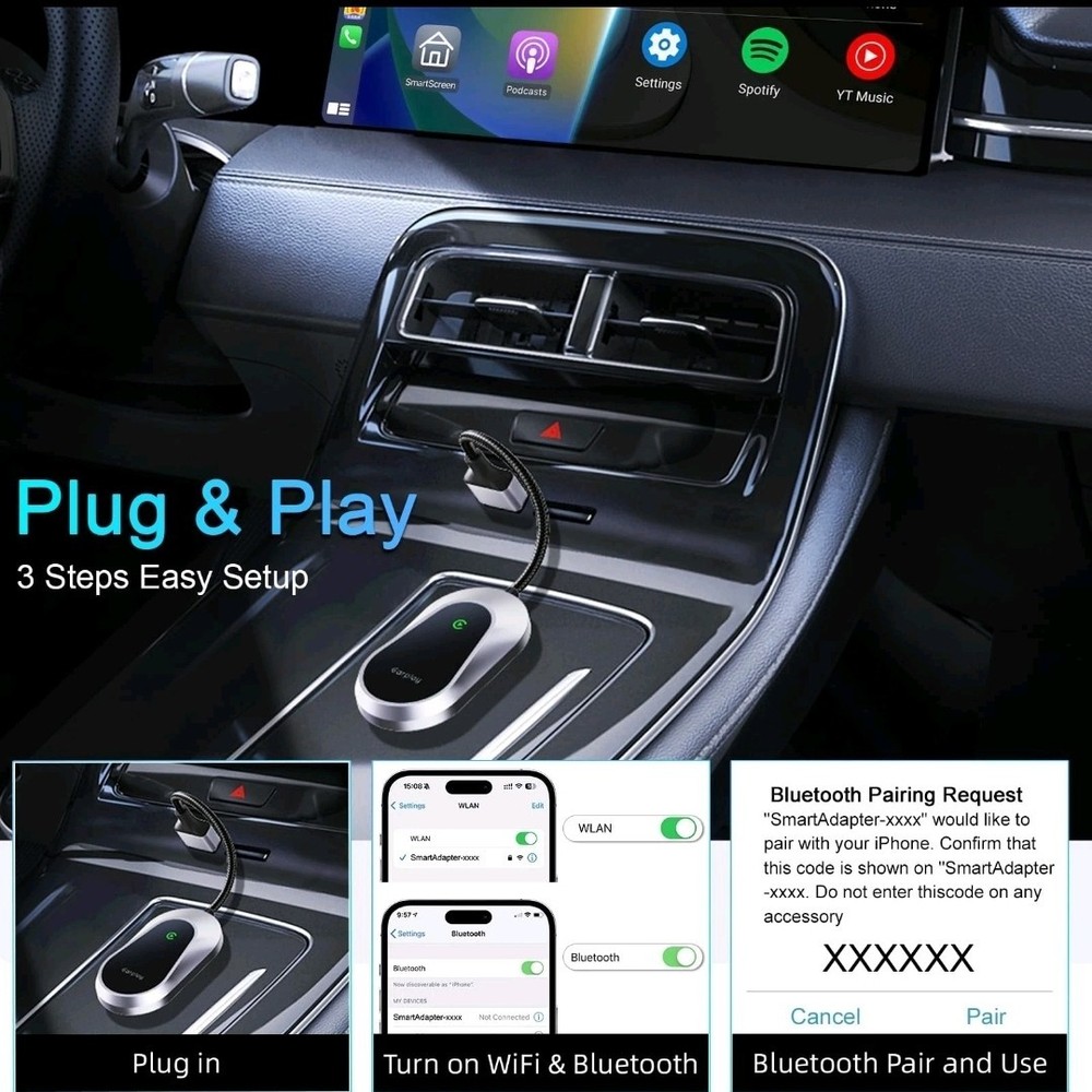 Wireless CarPlay Adapter with Android Auto Support, Universal Plug ...