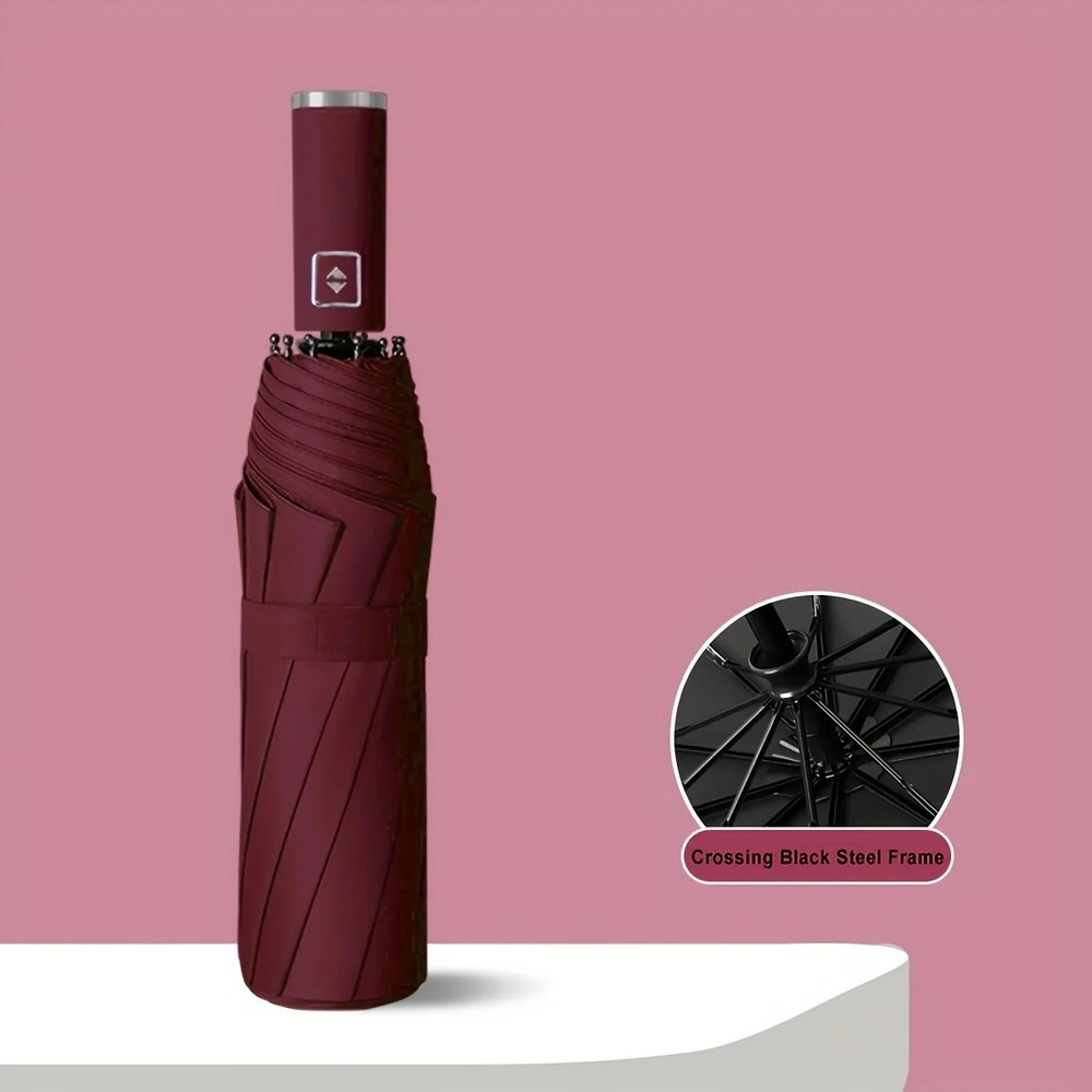 Automatic Folding Umbrella 10 Iron Frame 190T Canvas Windproof One-touch Opening