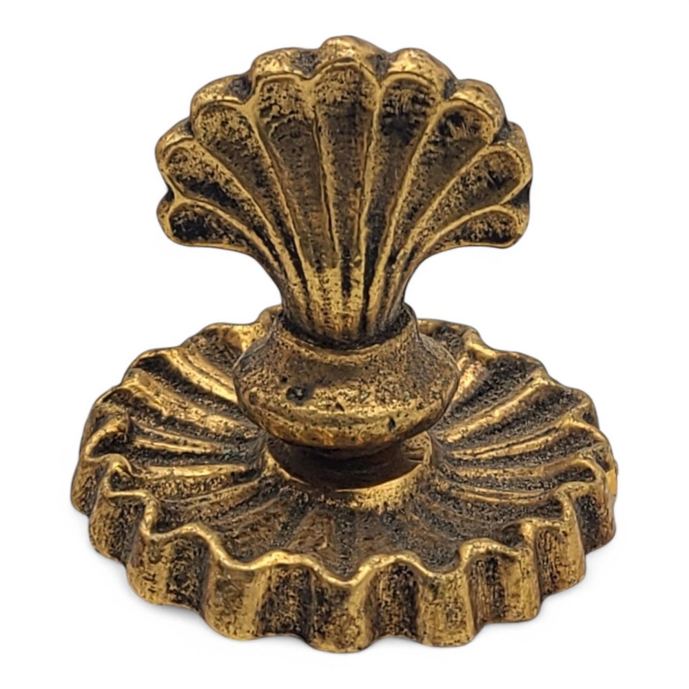 Vtg Solid Brass 2" Shell Regency Drawer Pull Hardware Handle Knob Gold Victorian