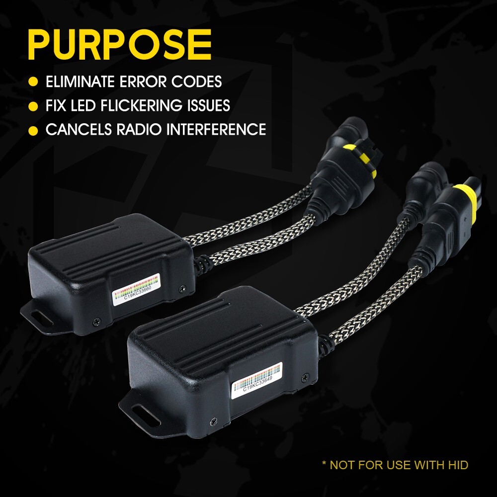 Pair 9005 9006 HB4 LED Headlight Canbus Anti Flicker Resistor Canceller Decoder