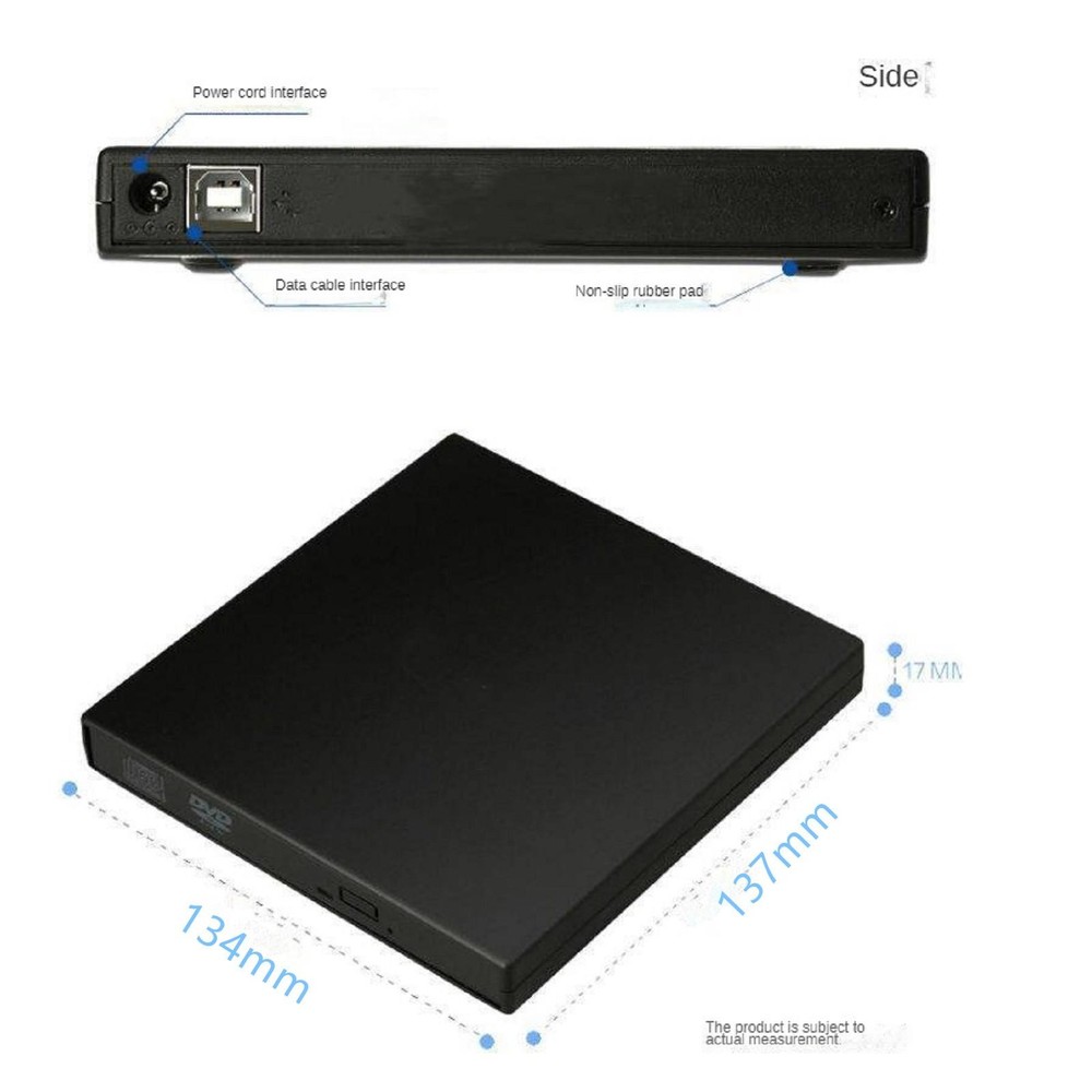 USB 2.0 Slim External DVD Rom Optical Drive CD DVD RW Player Reader Recorder