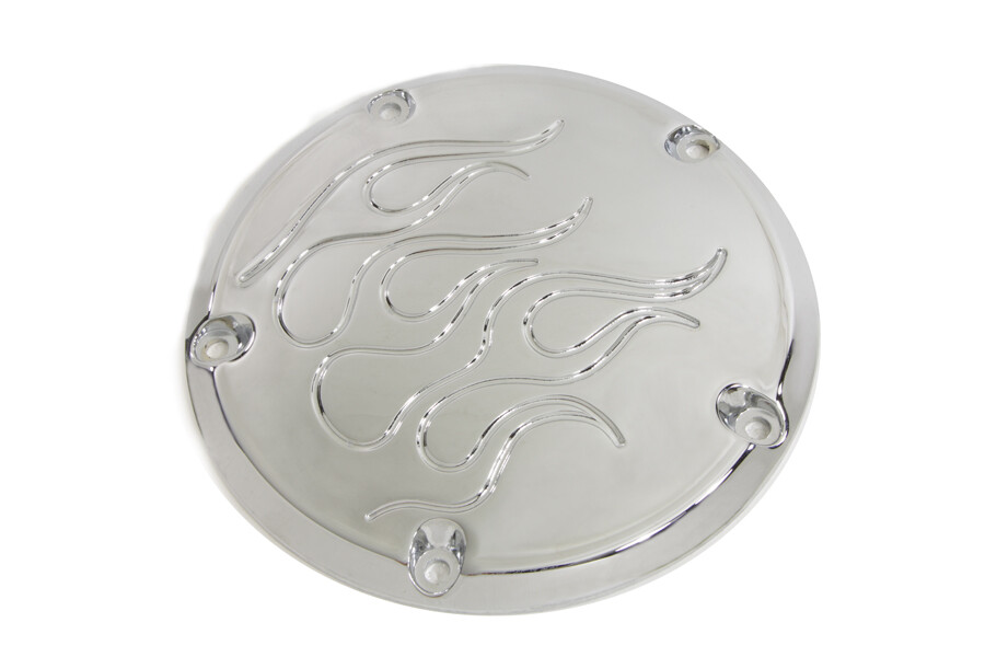 Flame Derby Cover Chrome fits Harley Davidson