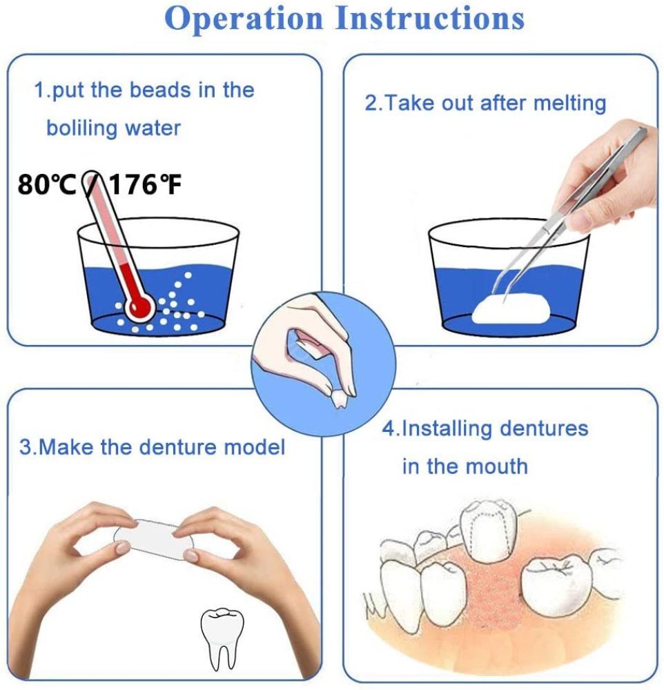 2PCS Tooth Repair Granules Temporary Reusable Moldable False Teeth Fitting Beads