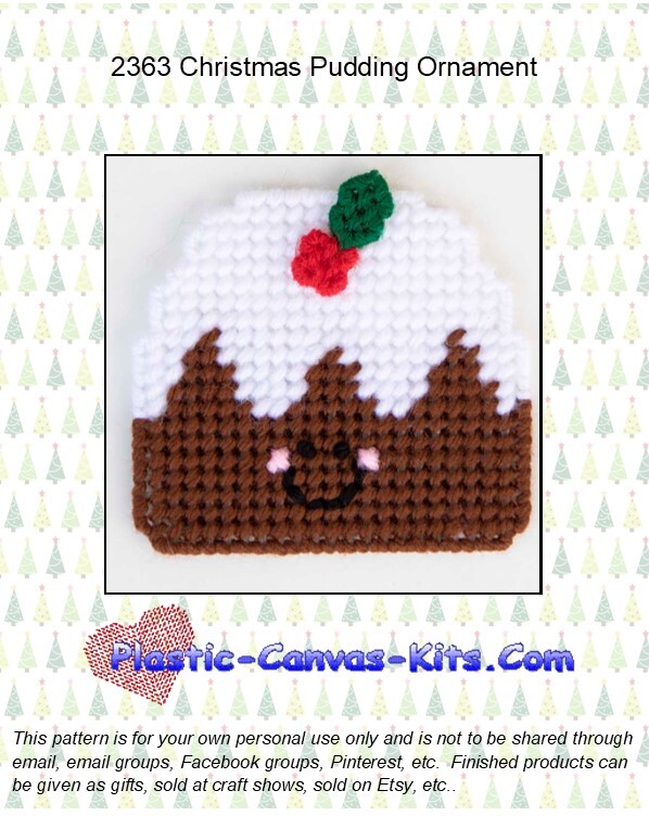 Christmas Pudding Ornament- Plastic Canvas Pattern or Kit