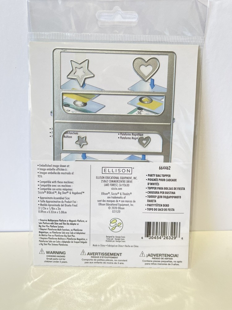 Sizzix THINLITS 664462 Georgie Evans Party Bag Topper Metal Cutting Dies