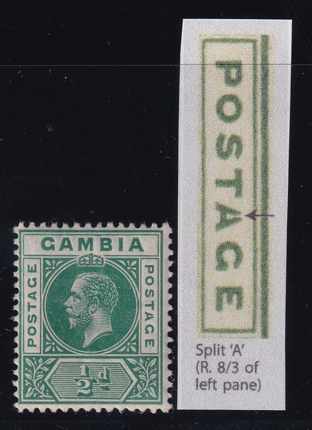 Gambia, SG 86c, MNH "Split A" variety