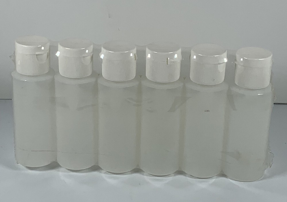 New Six Pack Empty Plastic 2 Ounce Fliptop Bottles