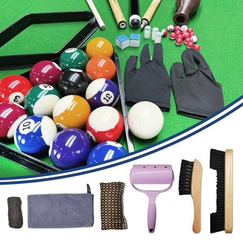 95pcs Pool Table Accessories Set - Balls, Triangle, Rack, Cue, Chalk, Tips,