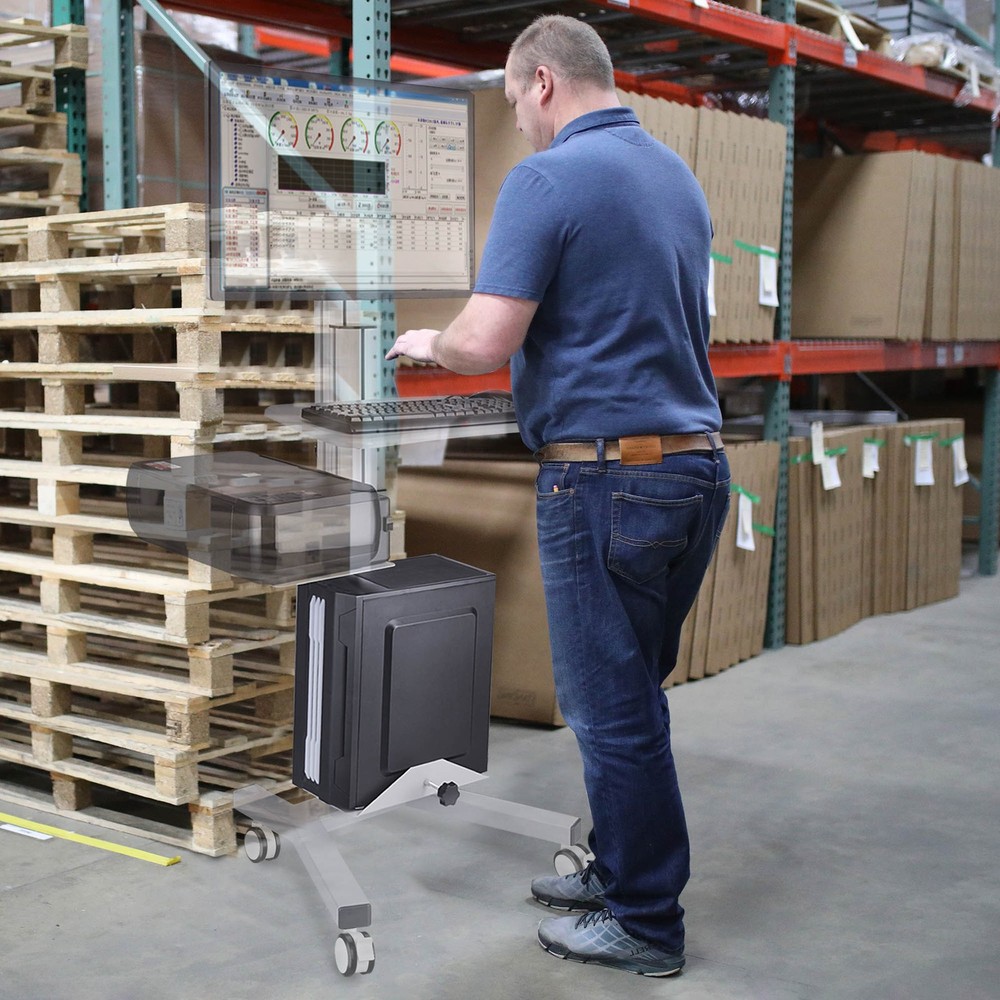 YesSources CPU Holder Computer Tower Holder for PC Mobile Trolley Cart Hospital