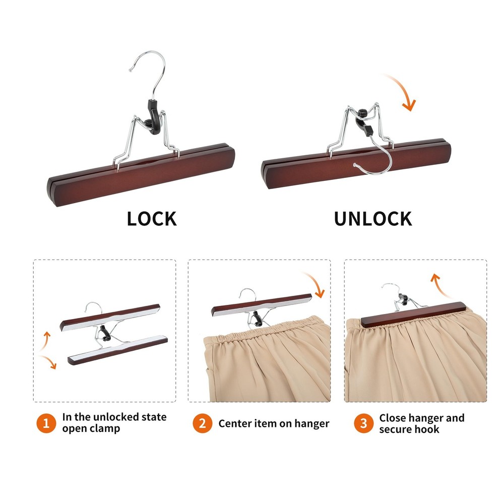 Amazon Basics Wooden Pants Hangers - Cherry, 10-Pack 10-Pack, Cherry