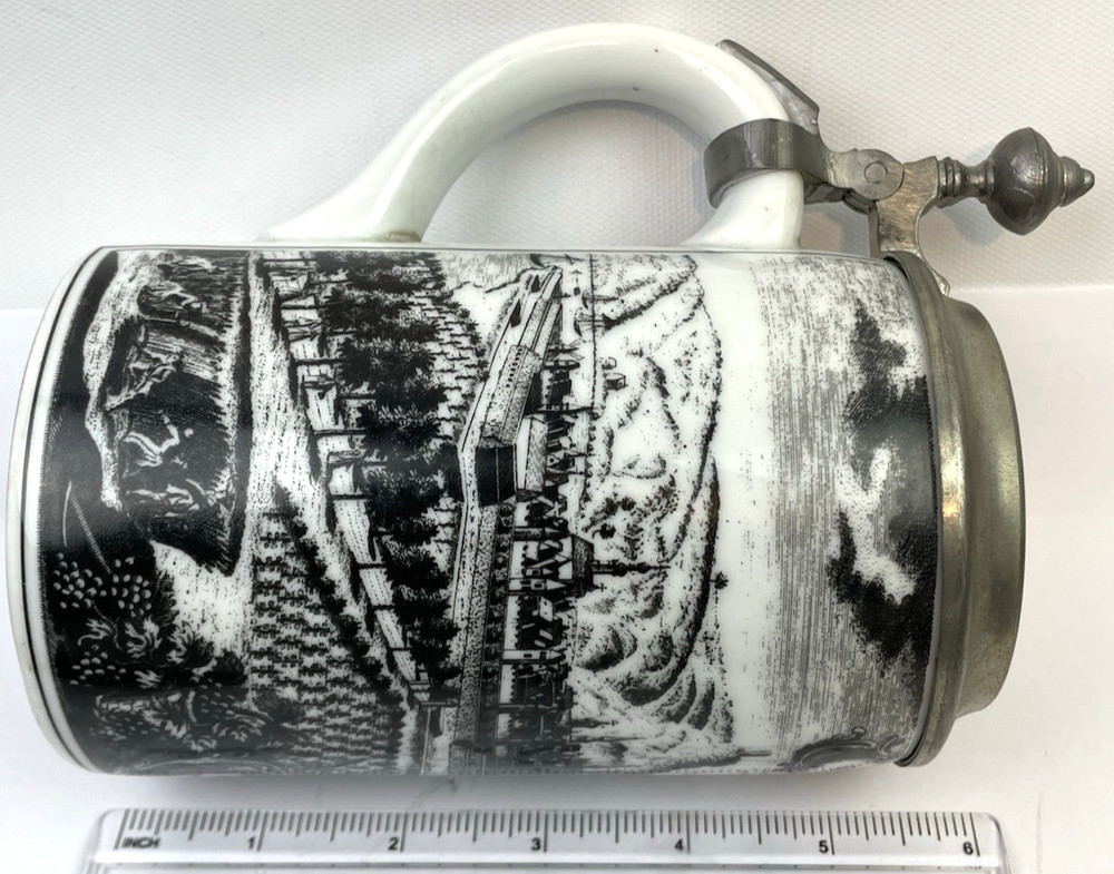 Porcelain Beer Mug with Tin Lid