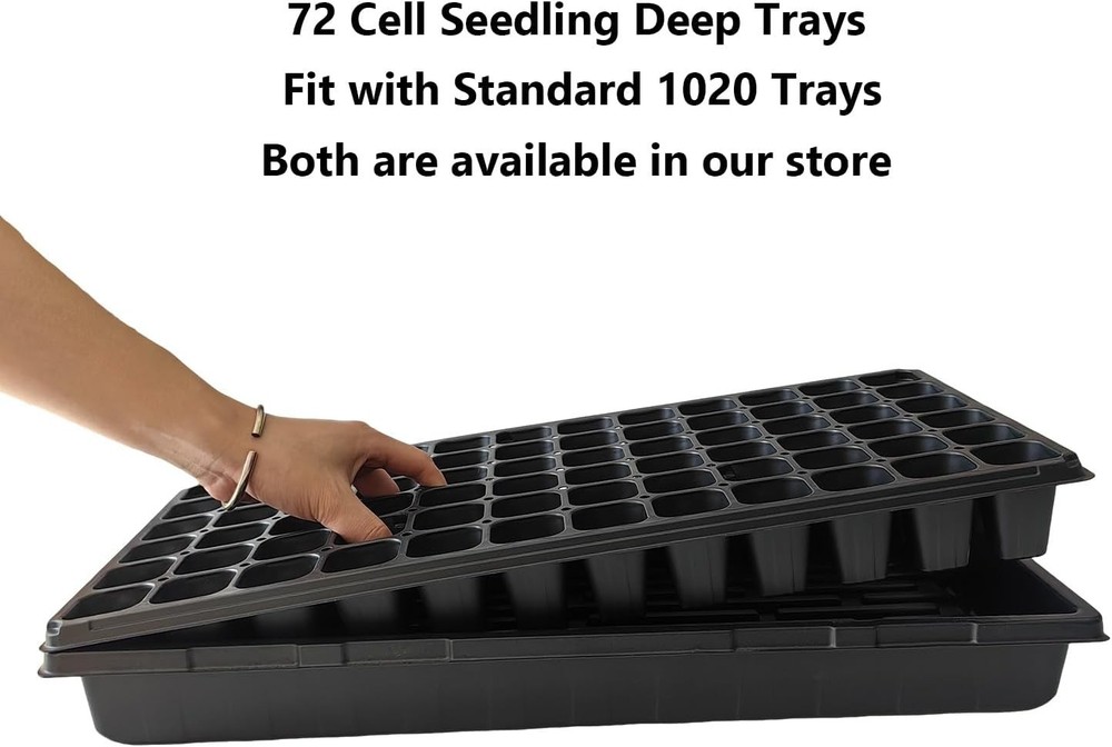 Deep 72 Cell Seedling Trays, Thick Durable 72 Cell Plug Tray Big Cell Seed Tr...