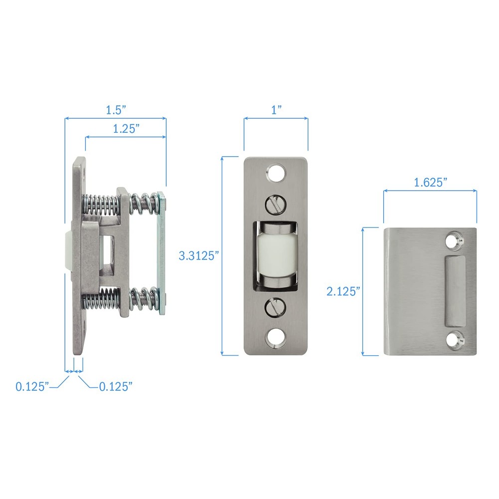 Heavy Duty Adjustable Solid Brass Roller Catch Satin Nickel Door Latch Hardware