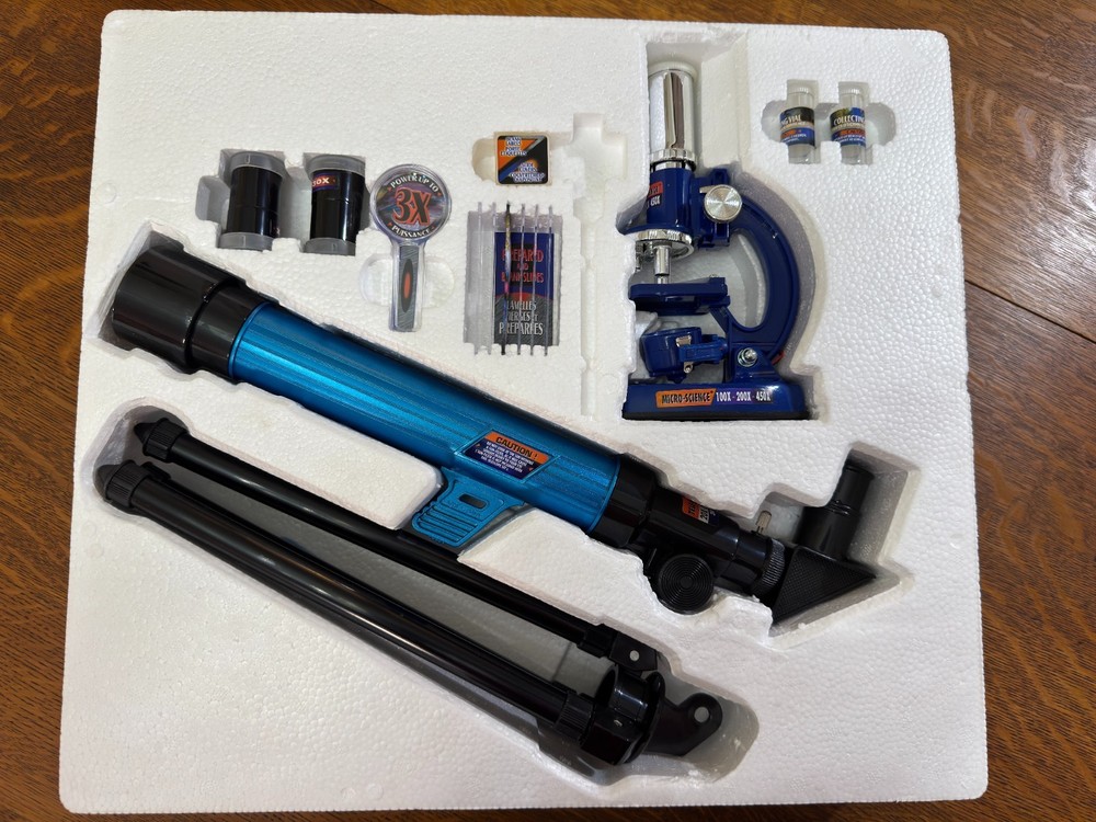 Micro Science Value Pack Microscope And Telescope With Safe Accessories 35 pcs