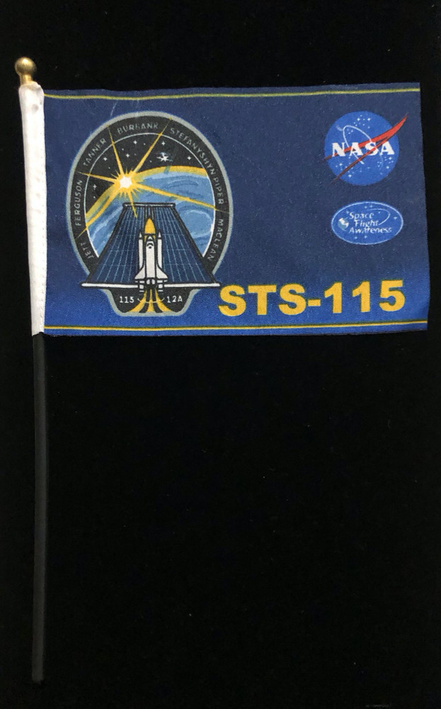 STS-115 SPACE FLIGHT AWARENESS SFA LAUNCH DAY HAND HELD FLAG