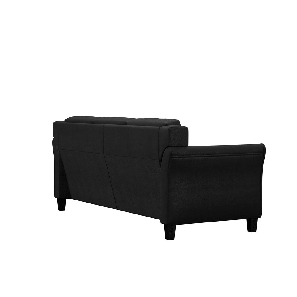 Taryn Curved Arms Sofa, Black Fabric