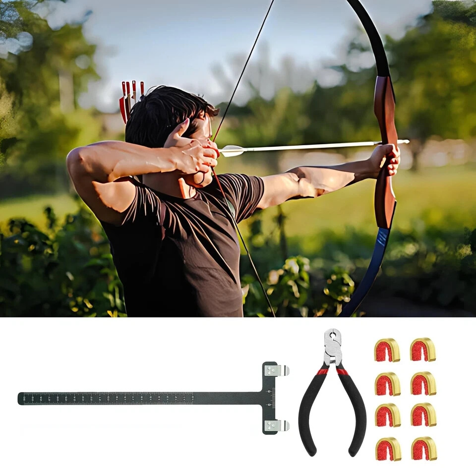 AHOSOUTLY Archery Bow String Nocking Points Set with T Square Ruler Nocking B...