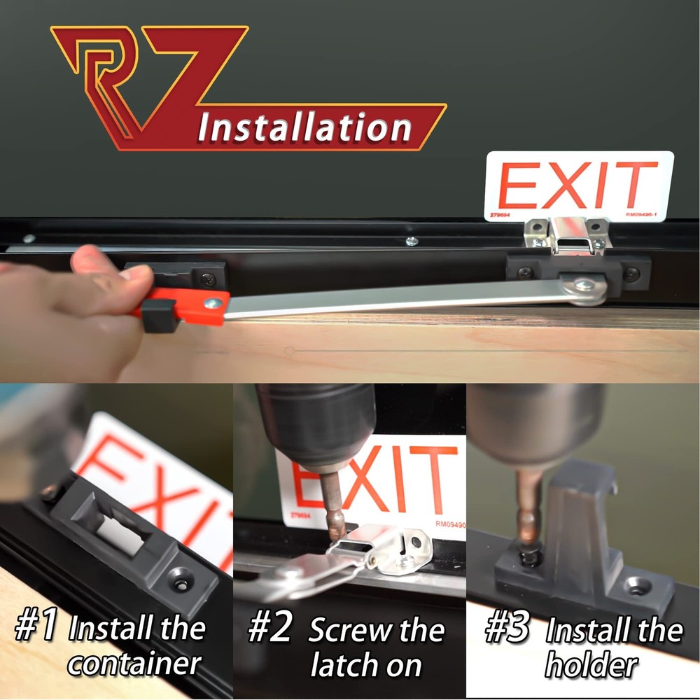 RV EXIT Window Latch Bracket, RV Emergency EXIT Window Latch Holder, Black EXIT