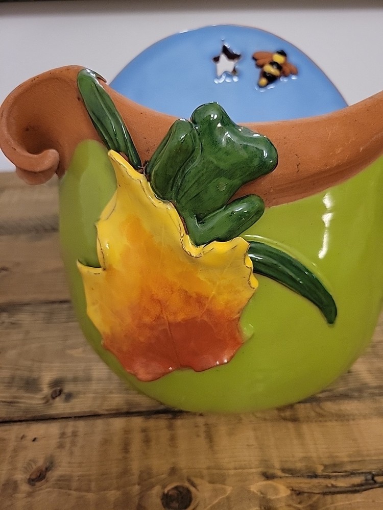 Hand Painted Floral Wall Mount Planter - Terracotta