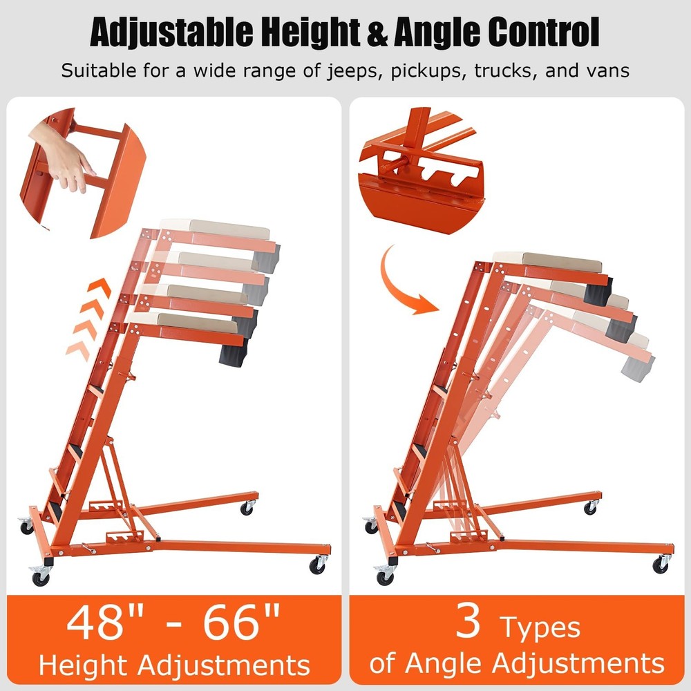 48 to 66 in Adjustable Height Foldable Automotive Engine Topside Rolling Creeper