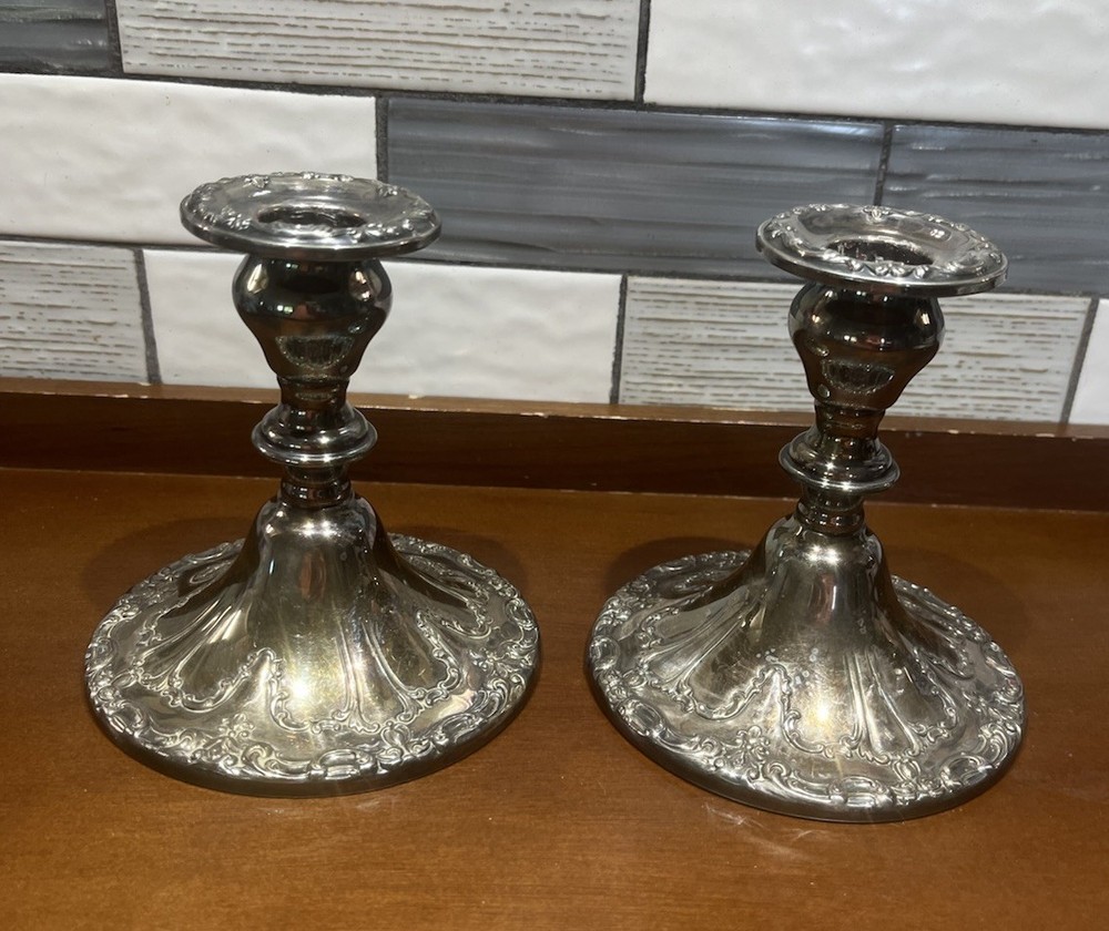 Gorham CHANTILLY Silver Plate Candlestick Holders YC3004 Pair
