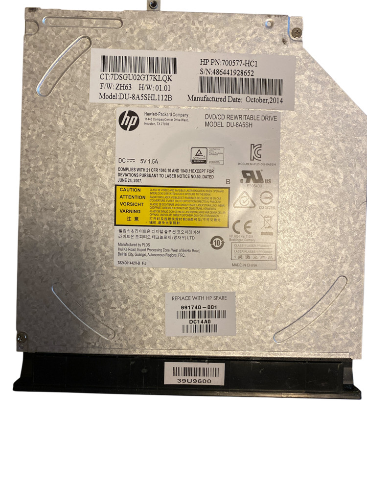 HP DVD/CD DRIVE DU-8A5SH 700577-HC1 DU-8A5SHL112B