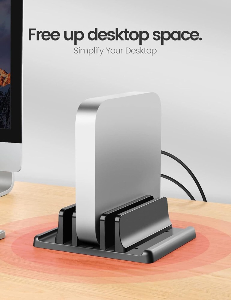 3-Slot Vertical Laptop Stand Holder,Adjustable ABS Plastic Desktop Black