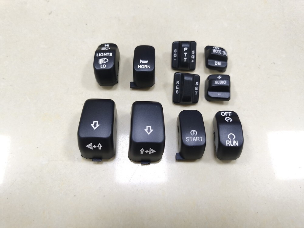 Black Hand Control Switch Buttons Caps For Harley Road Glide King Classic FLHRC