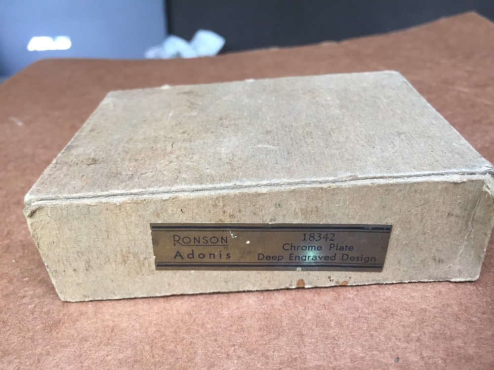 vintage ronson adonis lighter chrome streamlined art deco box instuctions