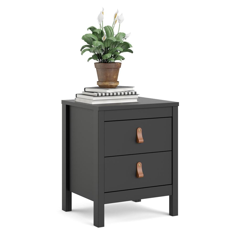 Madrid 2 Drawer Nightstand, Black Matte