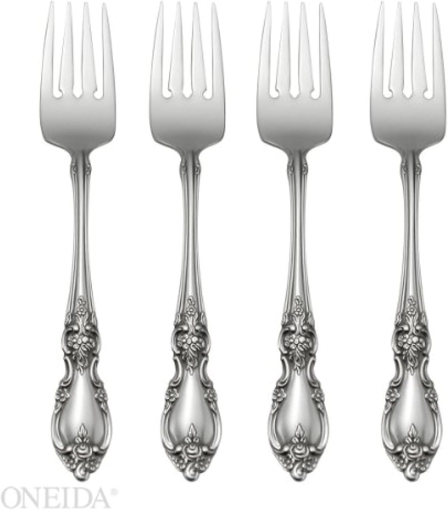 Elegant 4-Piece Salad Fork Set - Rust Resistant, Dishwasher Safe, Silver Finish