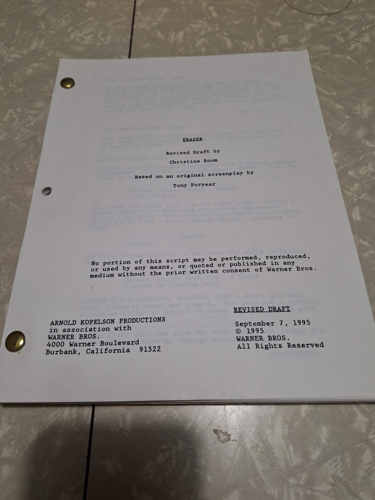 ERASER  MOVIE SCREENPLAY SCRIPT Revised Draft ORIGINAL ARNOLD SCHWARZENEGGER