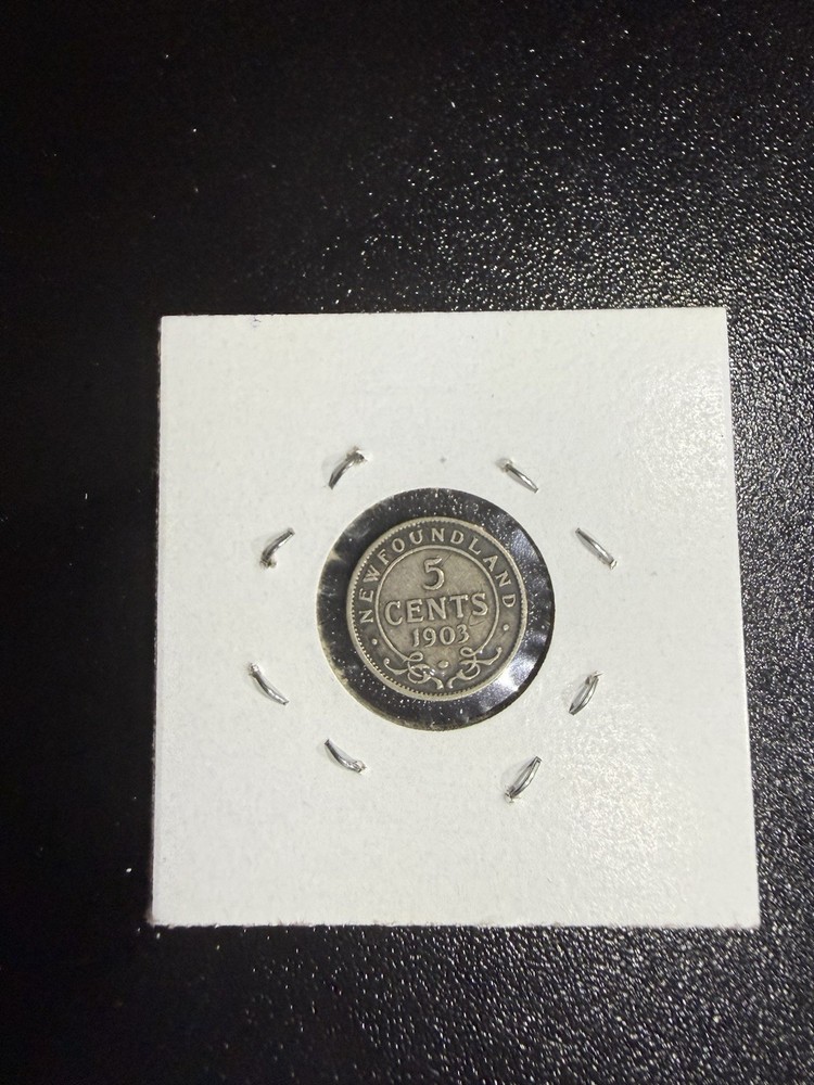 1903 Newfoundland Canada 5 Cents Silver Coin