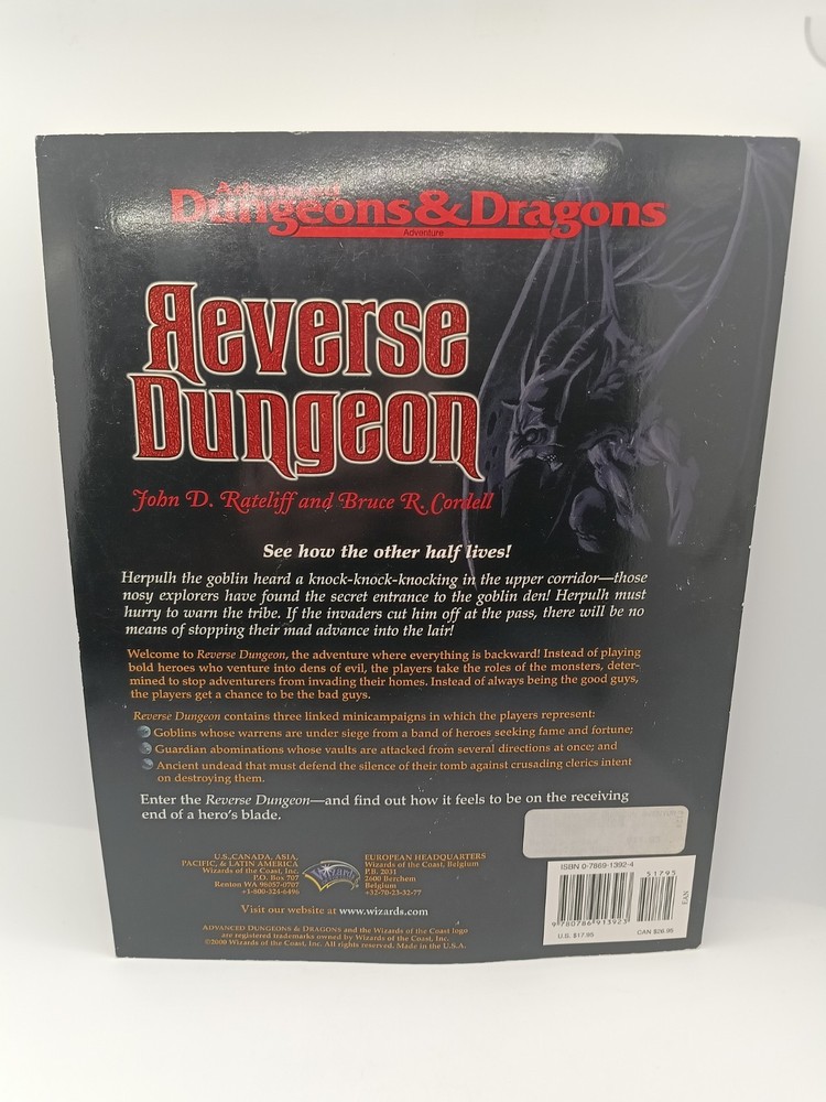 Reverse Dungeon 11392 Advanced Dungeons & Dragons TSR