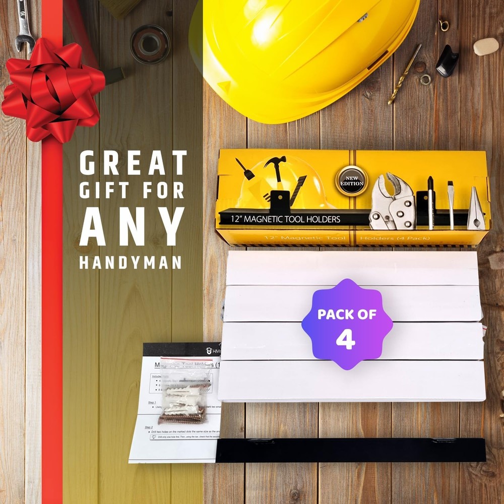 Heavy-Duty Magnetic Tool Holders with Strong Pull Force - 4 Pack Organizer