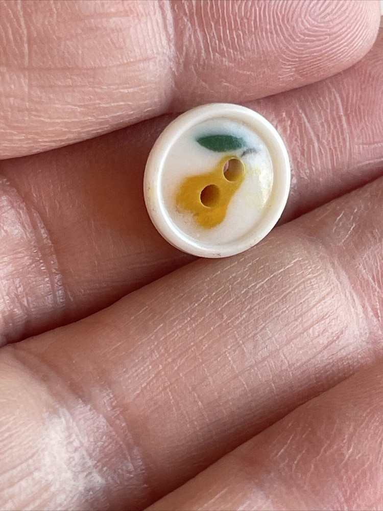 Vintage Plastic Pear Fruit Cookie Button Sew Through 2 Hole 7/16”